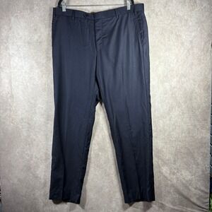 Zanella Dress Pants Mens 40 Navy Blue Devon Flat Front 100% Wool Made in Italy